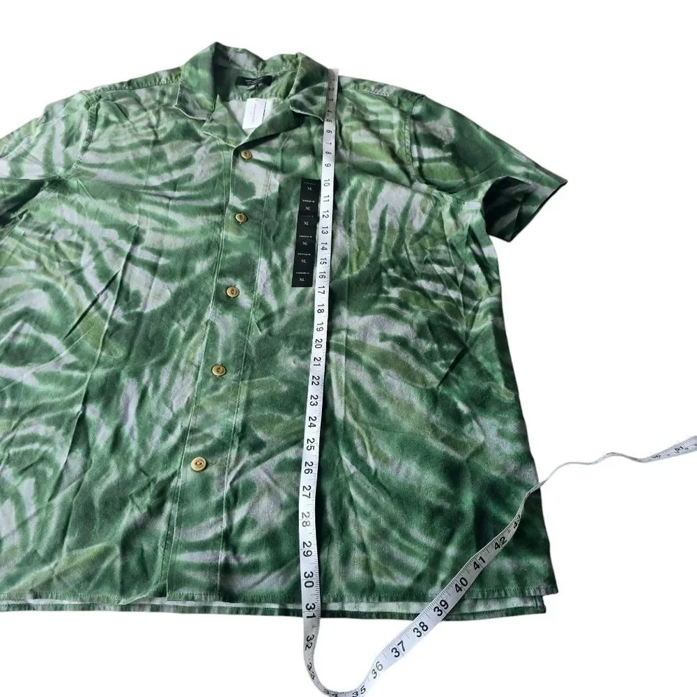 Banana Republic NWT Men Tie‎ Dye Botanical Green Short Sleeve Button Up Shirt XL